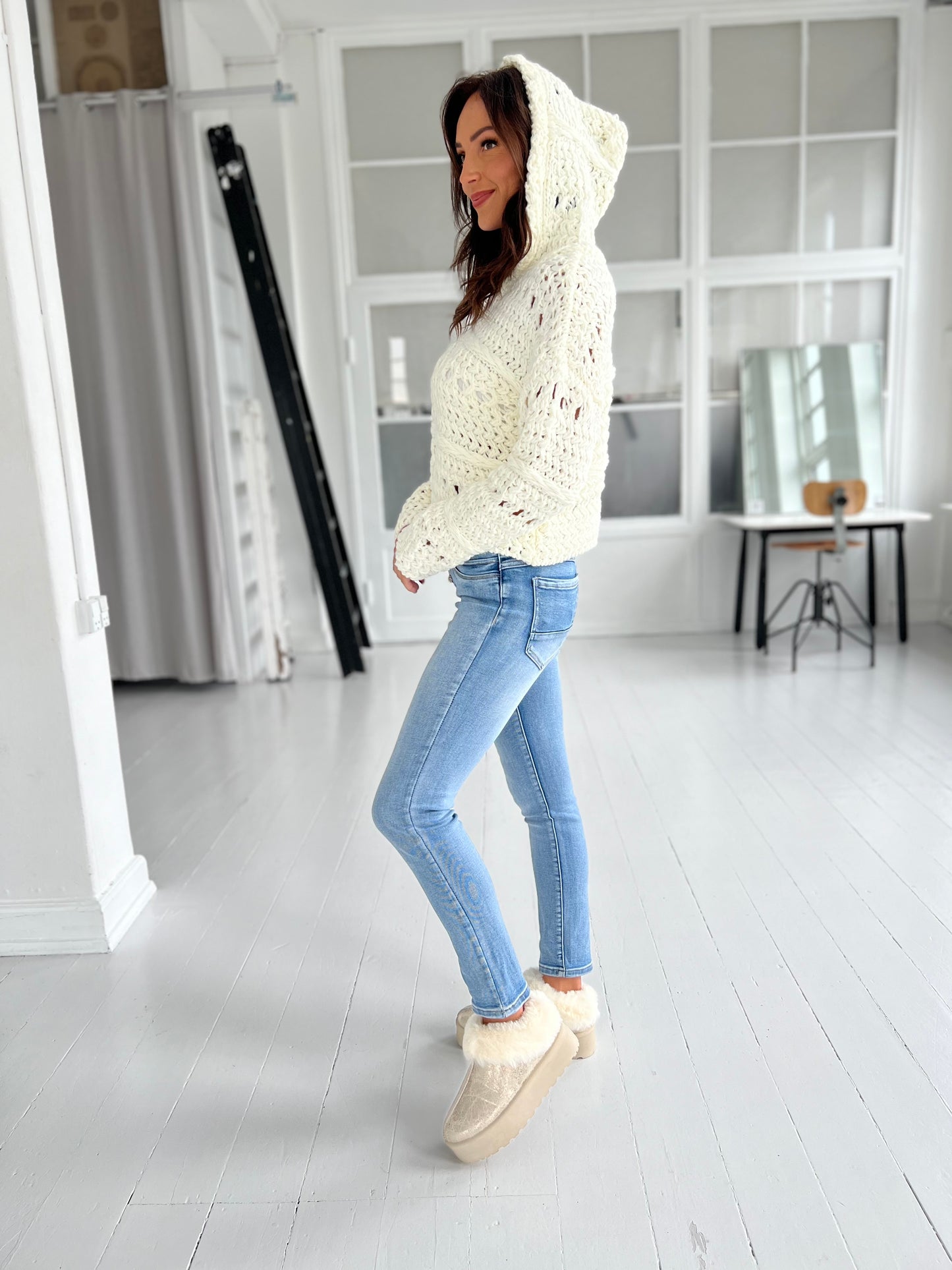 Golden Days creme knit hoodie (0052)