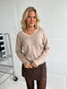 Rosy Days  V-Neck Sweater with Bow Detail