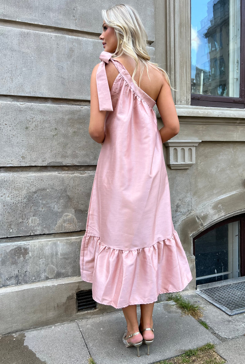 Essentiel old rose oneshoulder dress (4705)-kjole-Aaberg Copenhagen