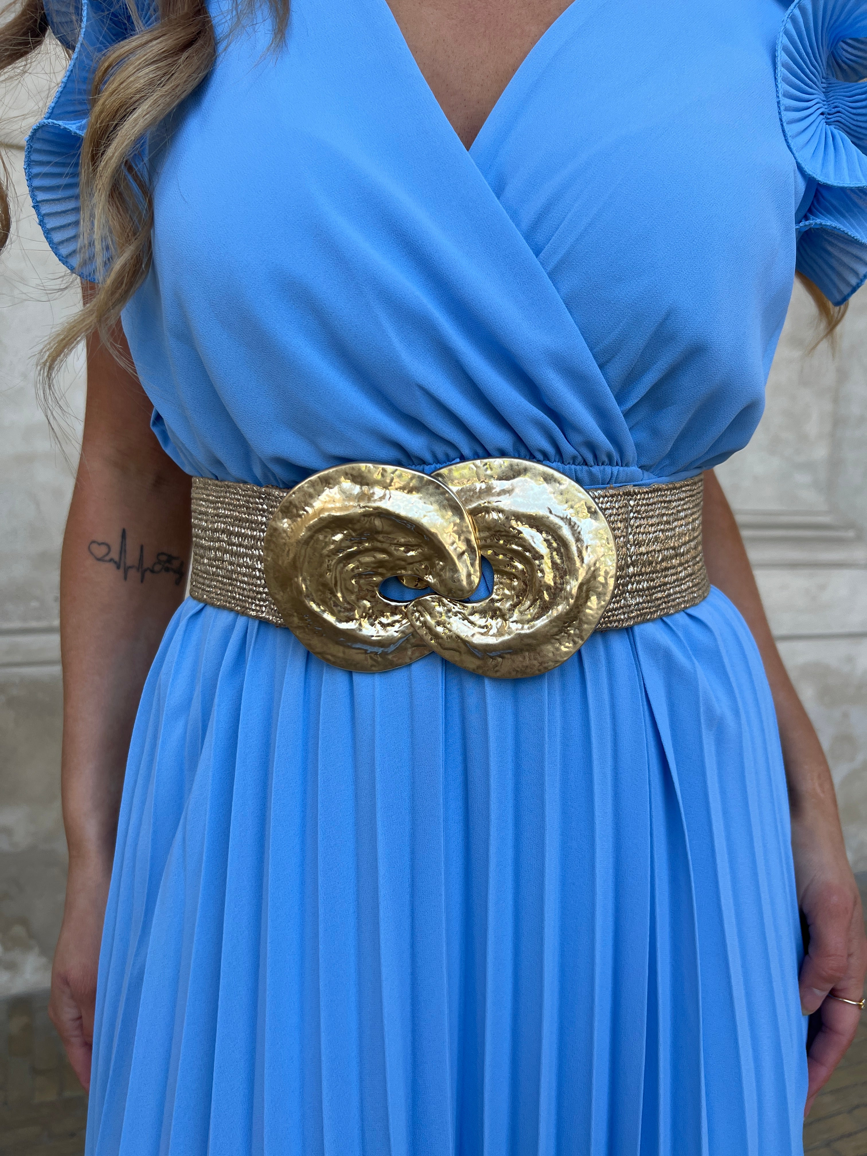 Golden loop belt beige
