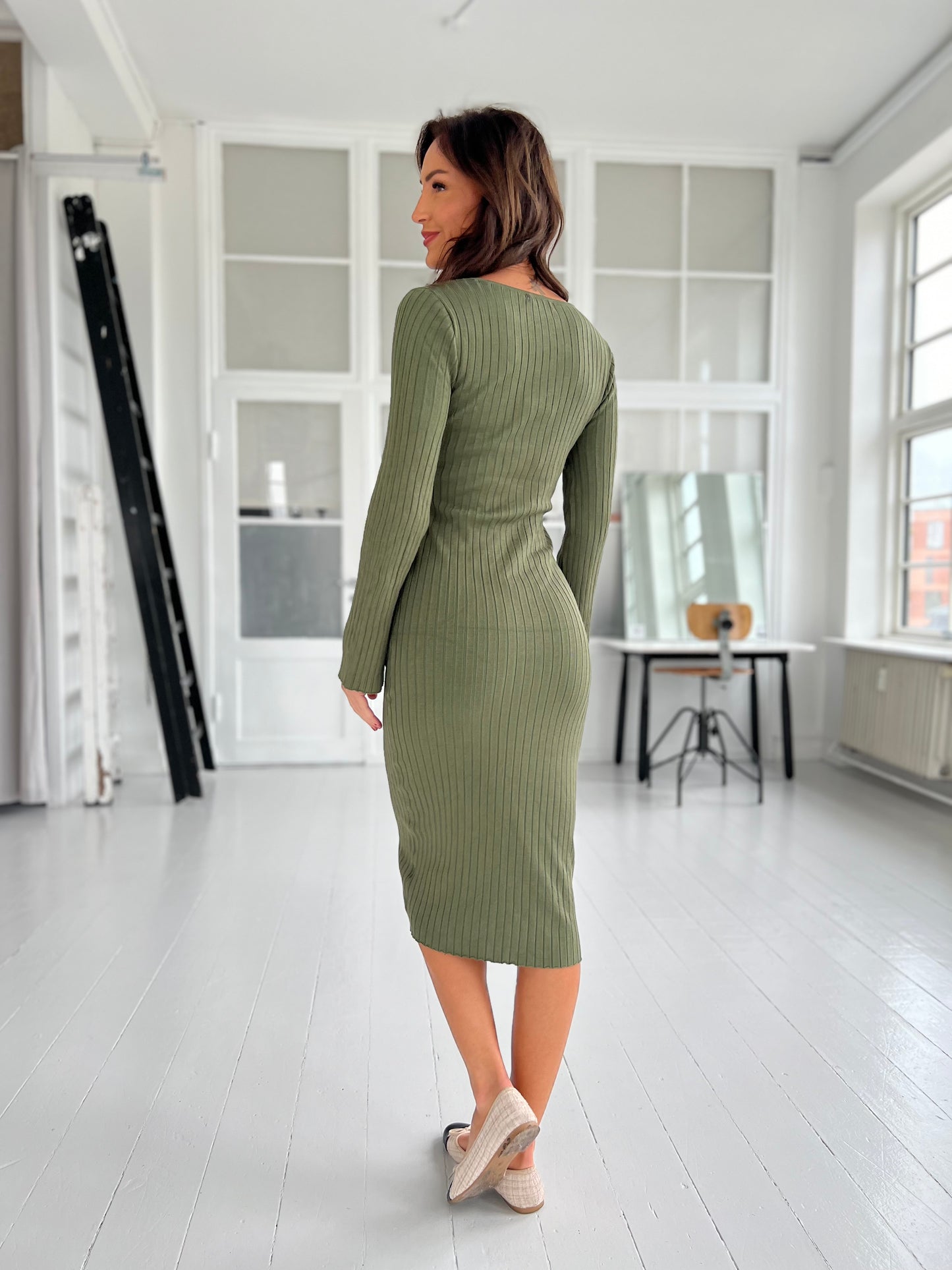 Copperose khaki knit dress (2573)