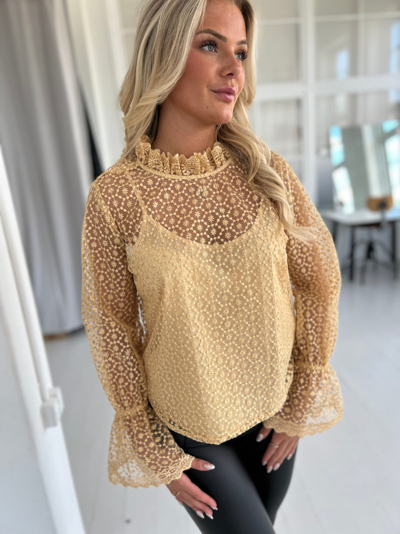 Gaspar GOA gold blouse (7313)-bluse-Aaberg Copenhagen