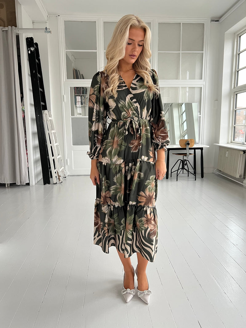 Bianca green flower dress-kjole-Aaberg Copenhagen