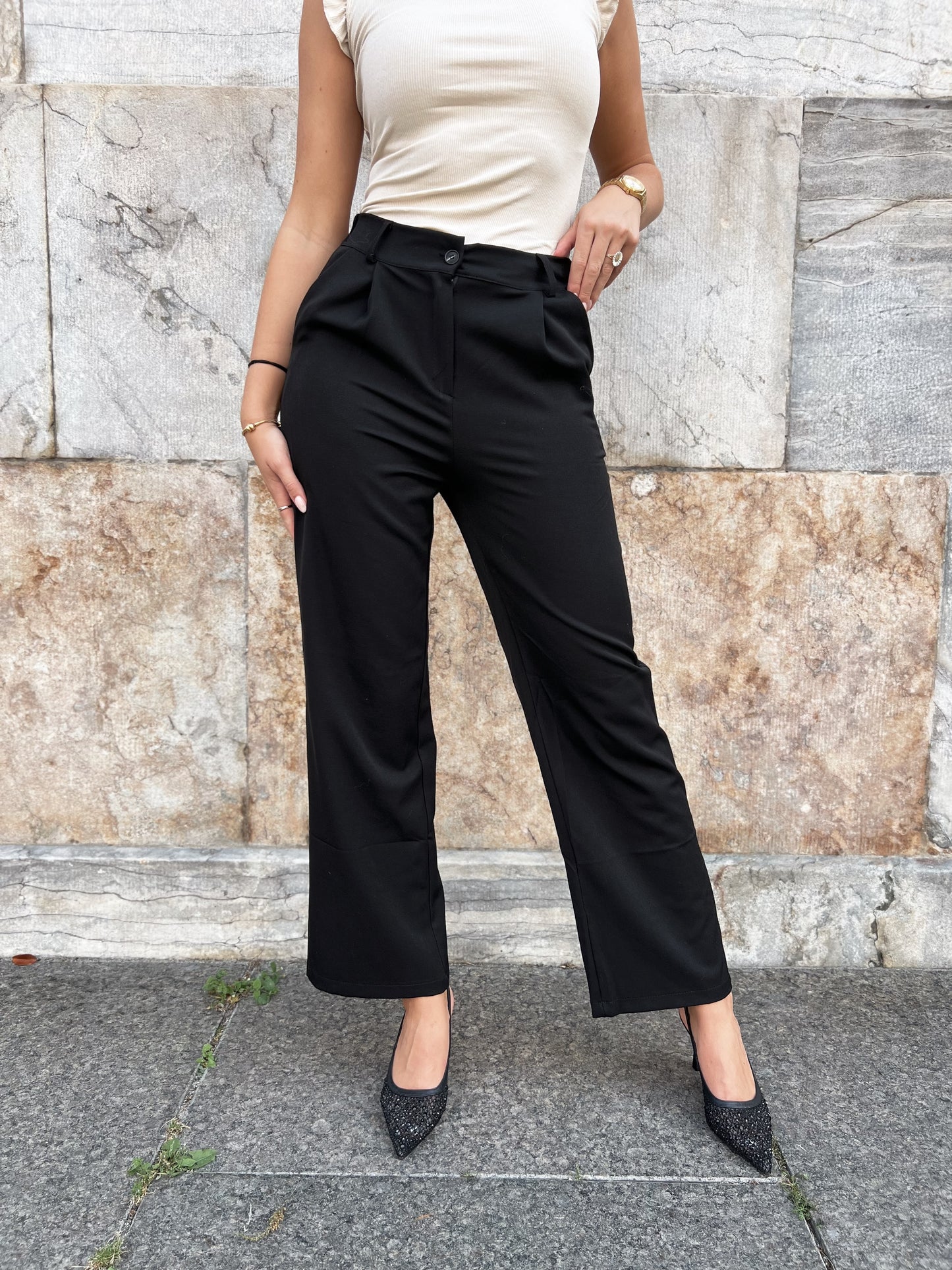 Laf'ee black long trousers (5723)