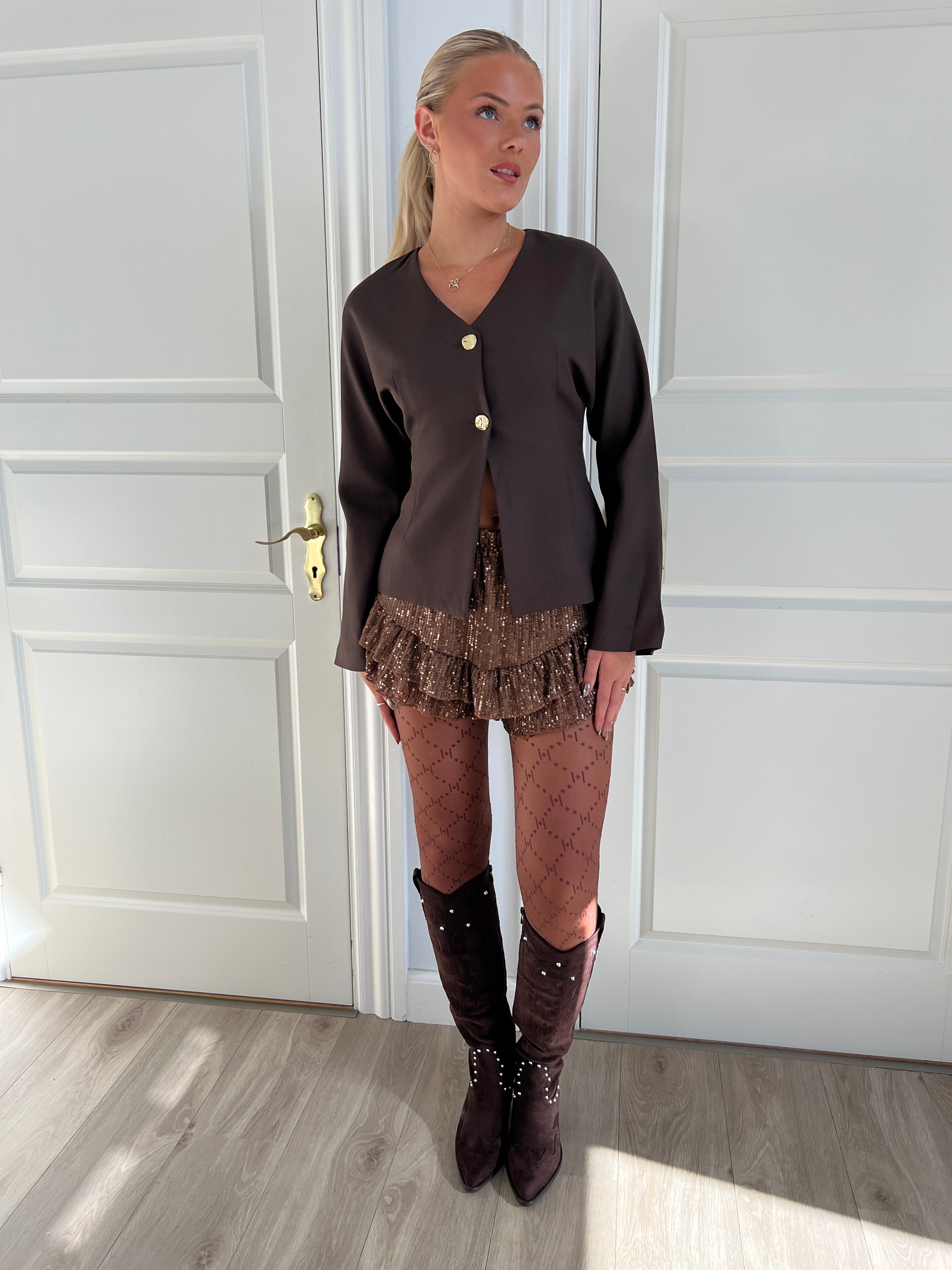 Sonia Shorts With Sequin Ruffle