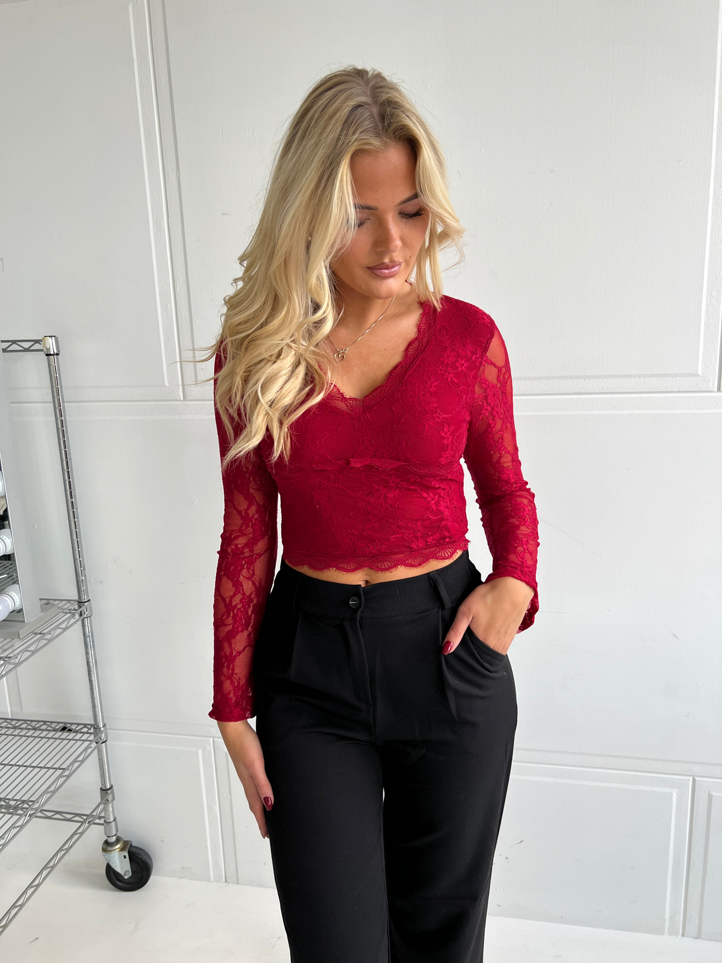Fleur rød lace blouse