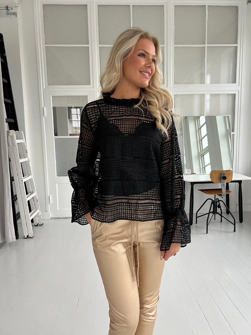 Gaspar Goa black blouse (7324)-bluse-Aaberg Copenhagen