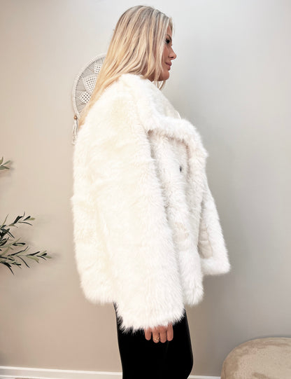 Flam beige faux fur jakke (2213)