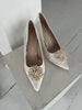 Azalea white satin heel