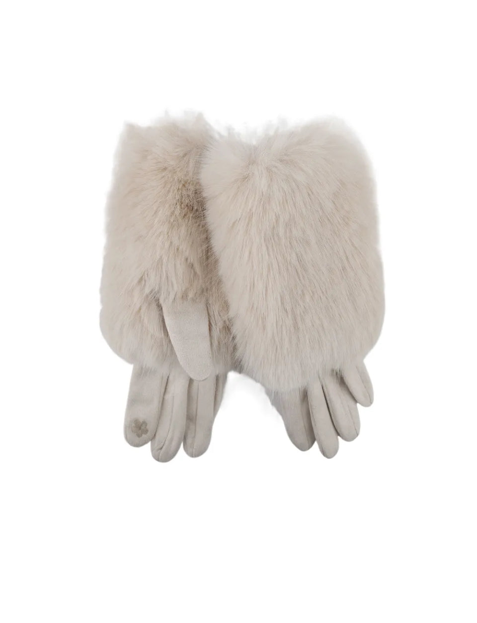Emma beige fake fur gloves fra webshoppen Aaberg Copenhagen