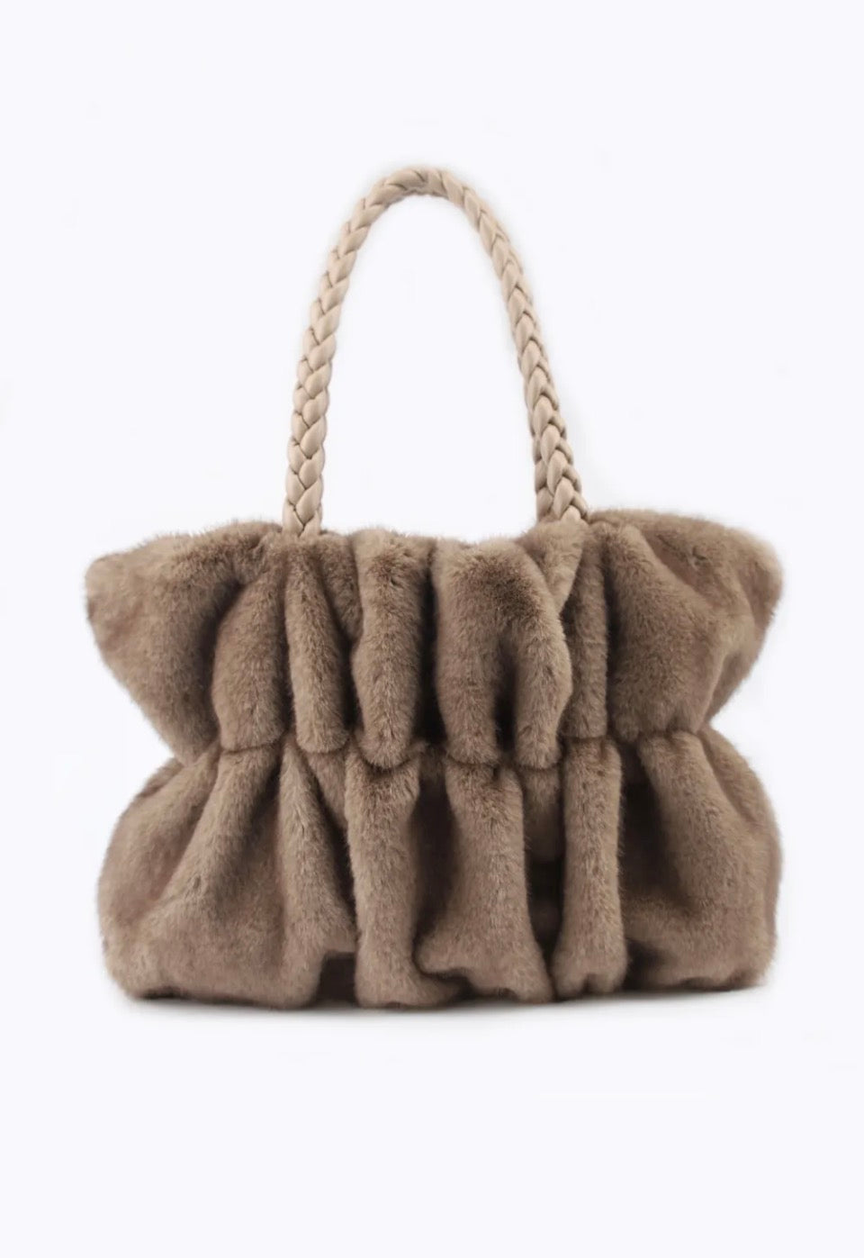 Eva taupe faux fur bag fra webshoppen Aaberg Copenhagen