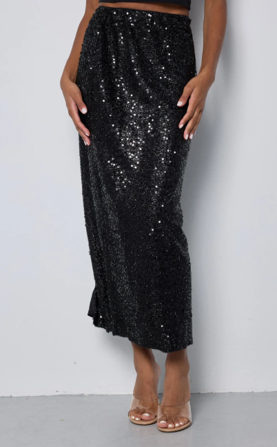 Copperose long sequin skirt fra webshoppen Aaberg Copenhagen