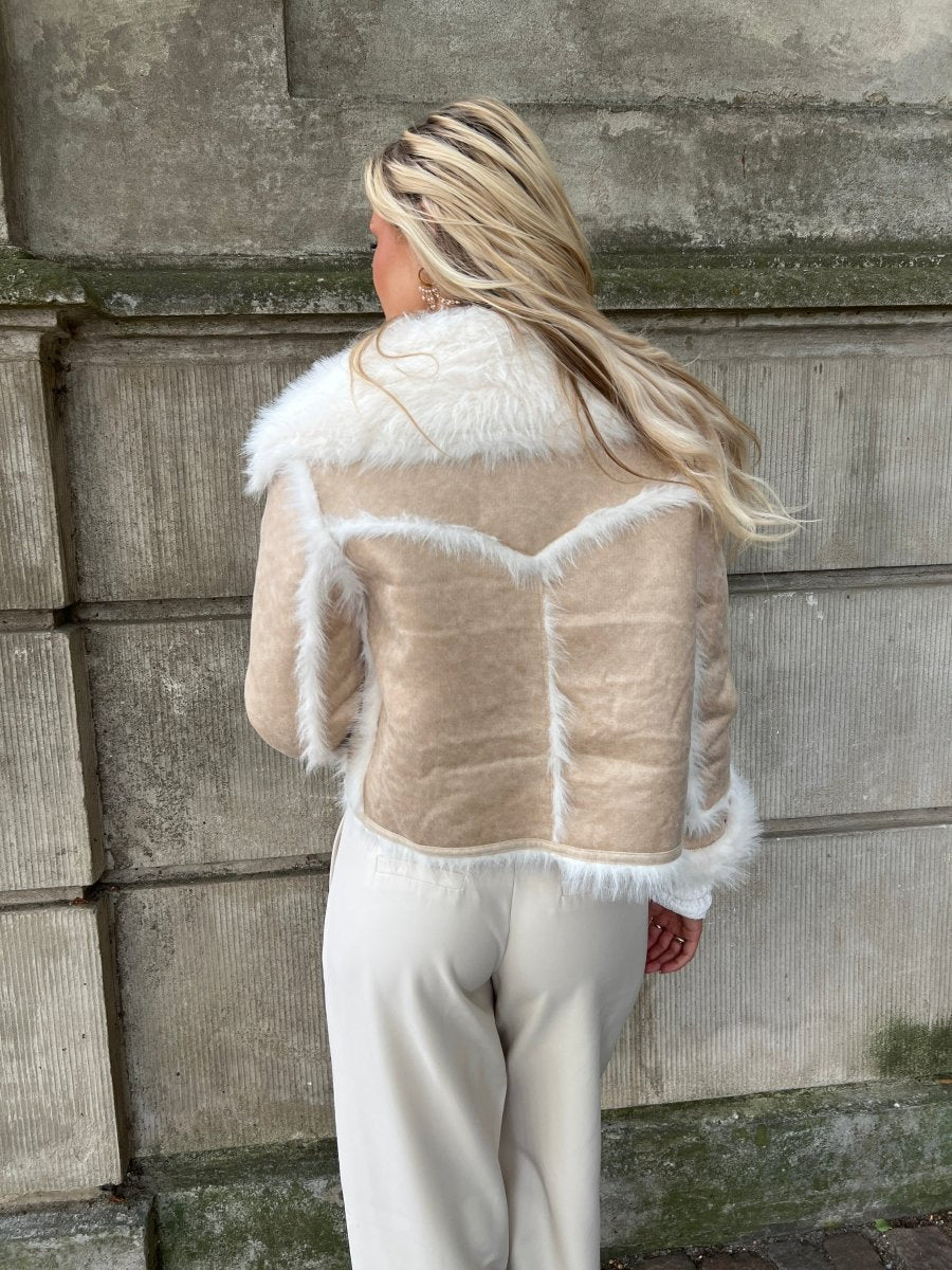 Azaka beige fake fur jacket - Aaberg DK