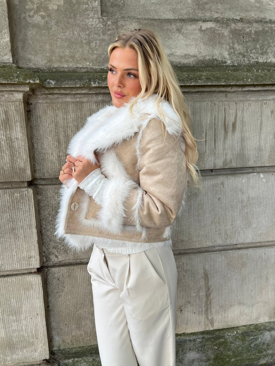 Azaka beige fake fur jacket - Aaberg DK