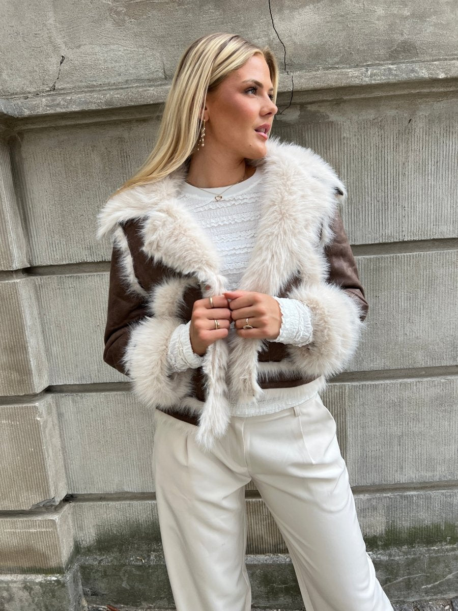 Azaka brown fake fur jacket - Aaberg DK