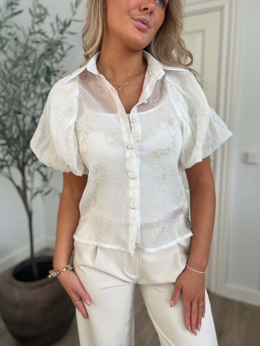 Azaka white romantic blouse - Aaberg DK