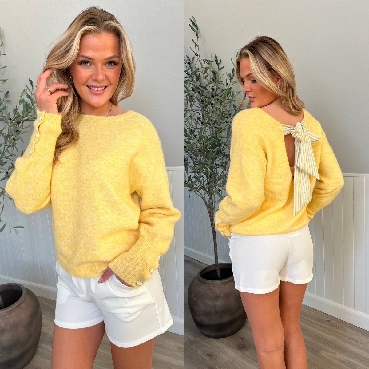 Azaka yellow bow knit - Aaberg DK