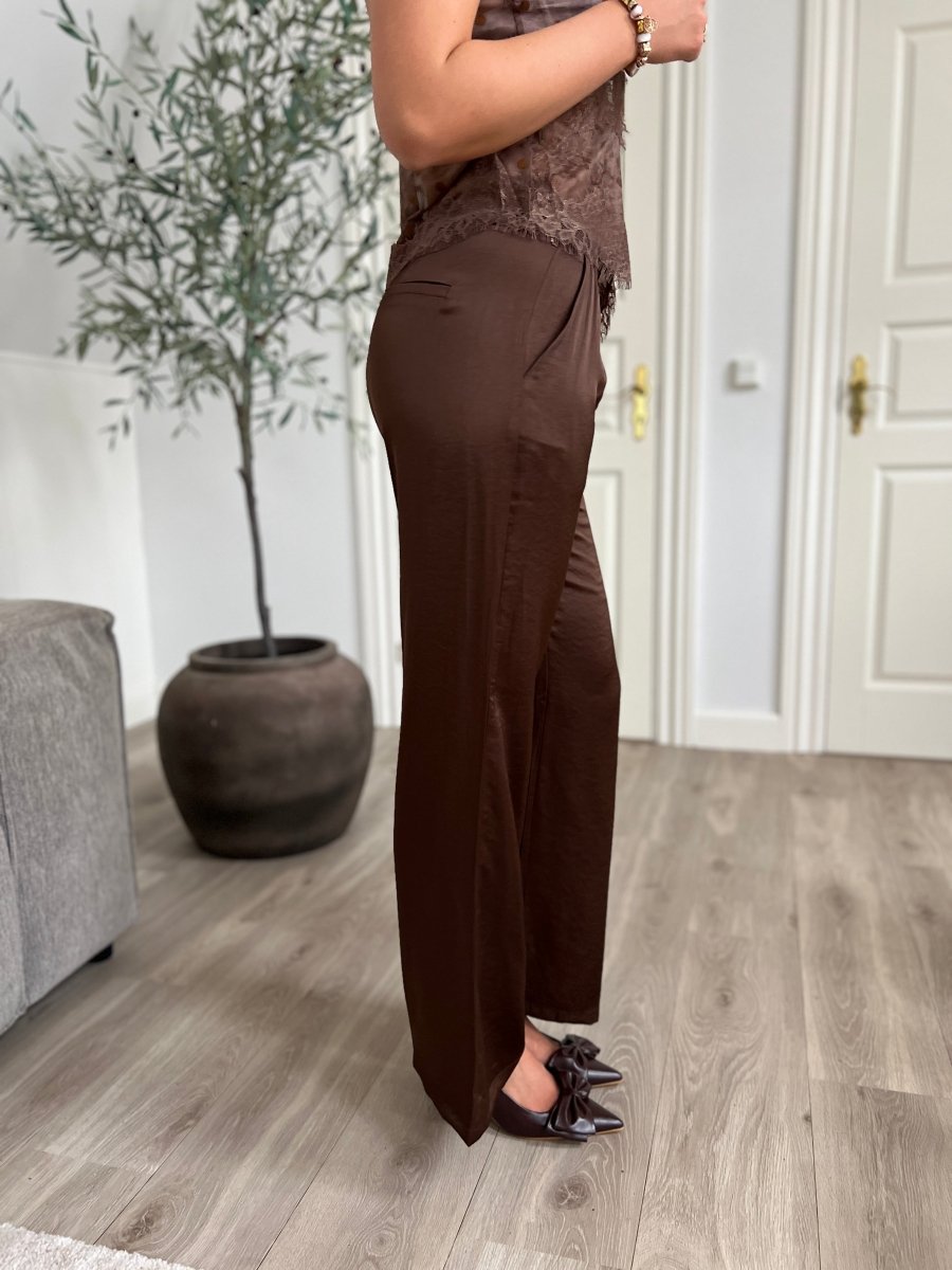 Continue - Bukser - Roberta Satin - brun - Aaberg DK