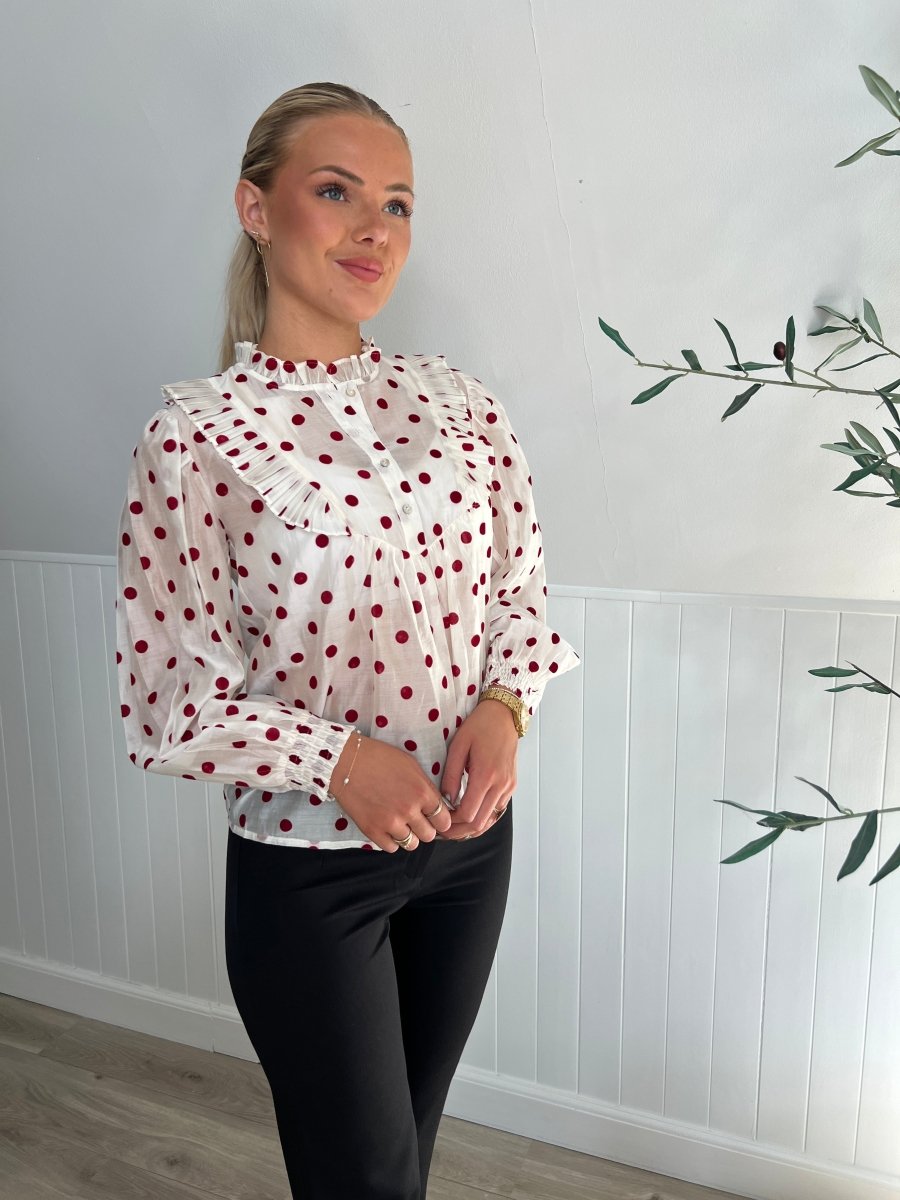 Continue Silke dot shirt White - Aaberg DK