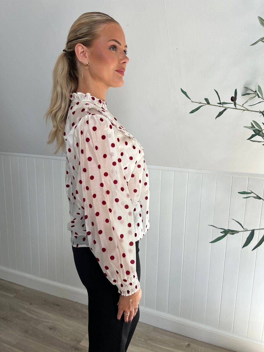 Continue Silke dot shirt White - Aaberg DK