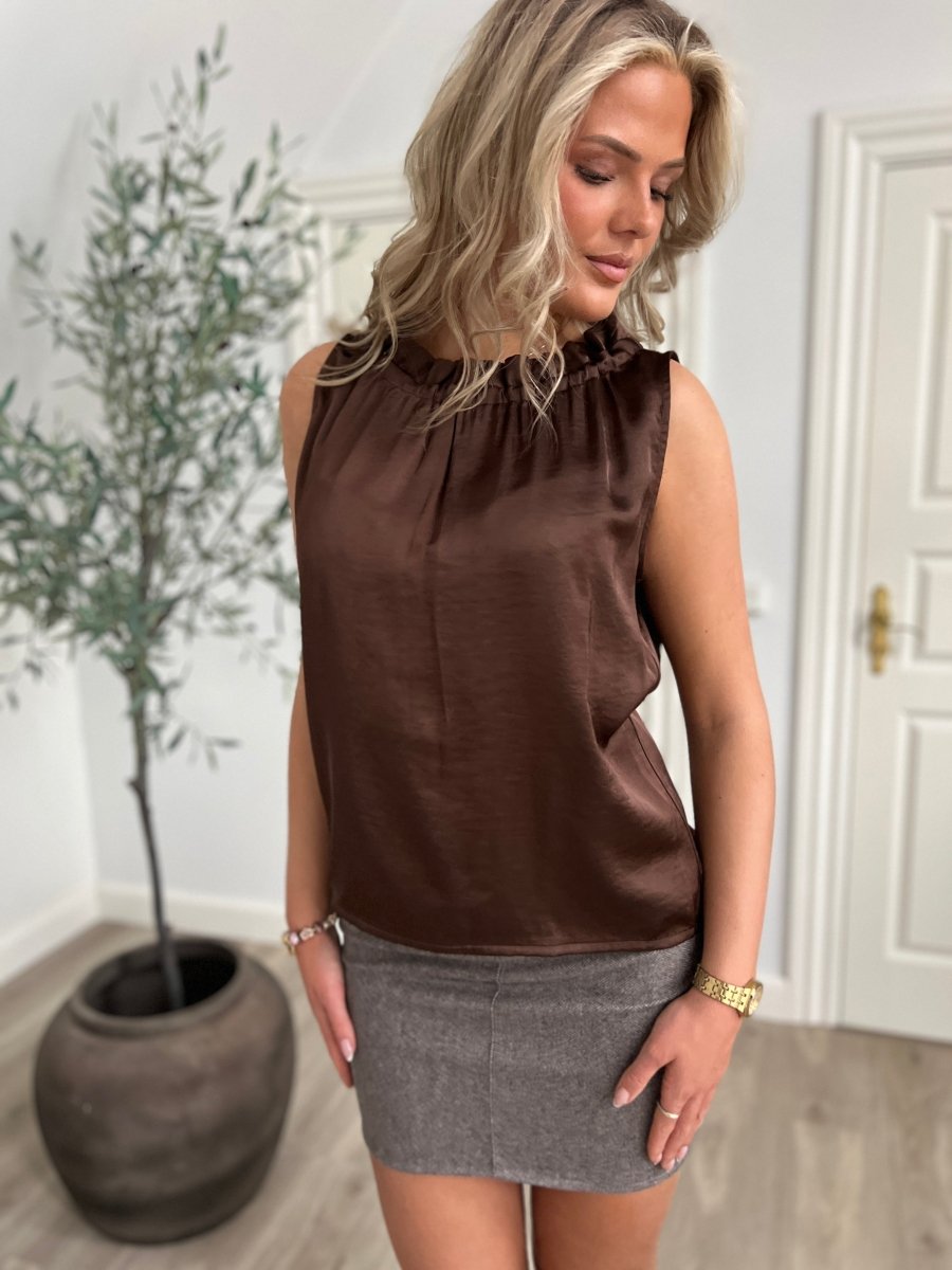 Continue - Top - Liva Solid - Brun - Aaberg DK