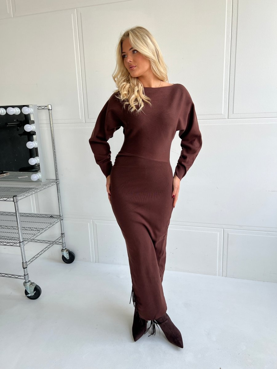 Copperose darkbrown knit dress - Aaberg DK