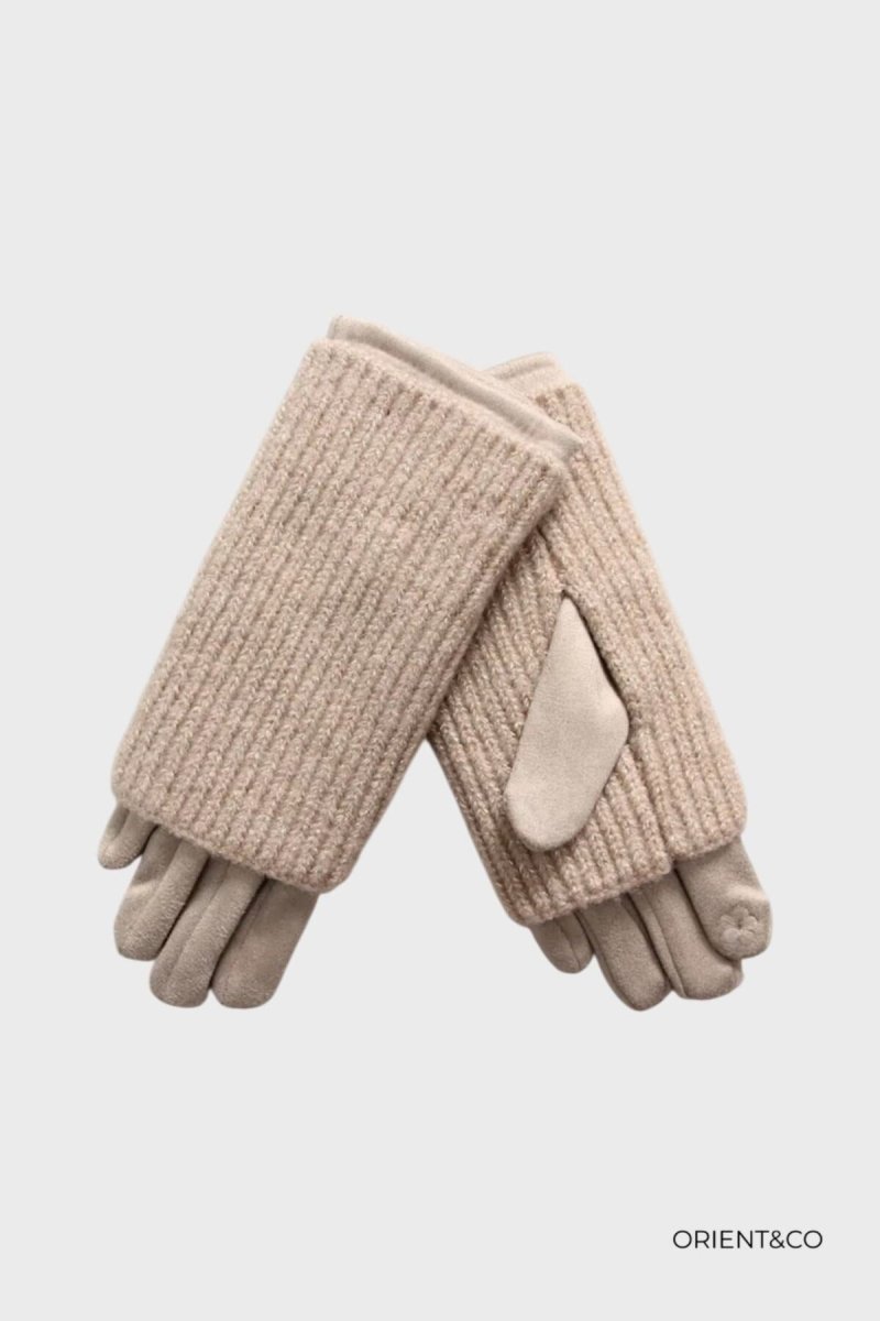 Ella beige handske med strik - Aaberg DK