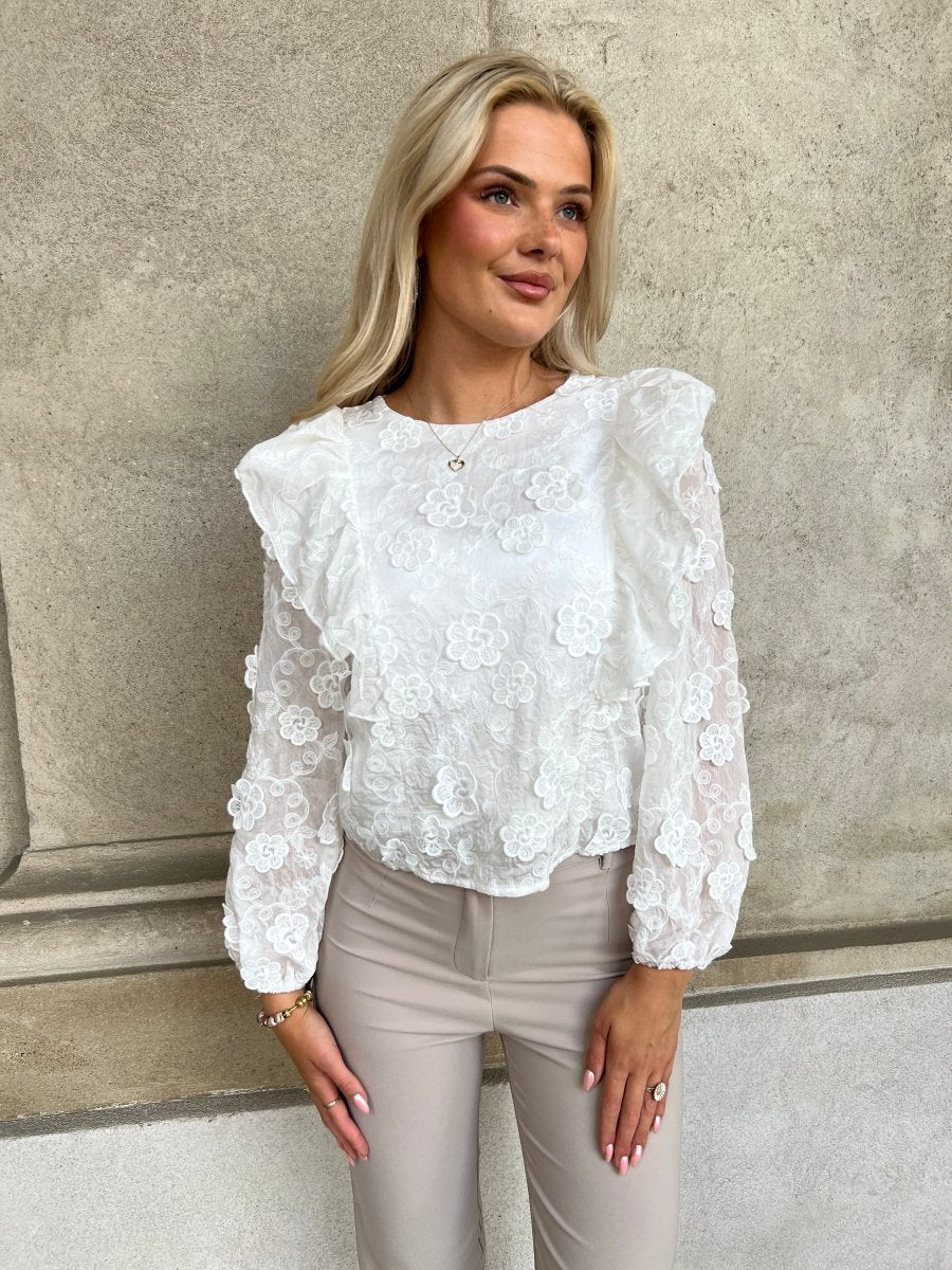 Elli white bloom blouse - Aaberg DK