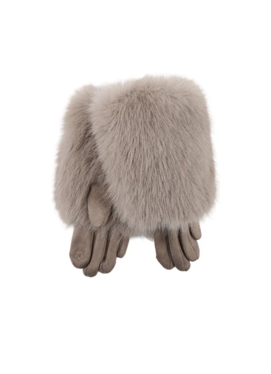 Emma taupe fake fur gloves - Aaberg DK
