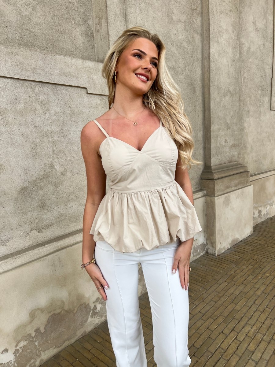 Estee beige ballon top - Aaberg DK
