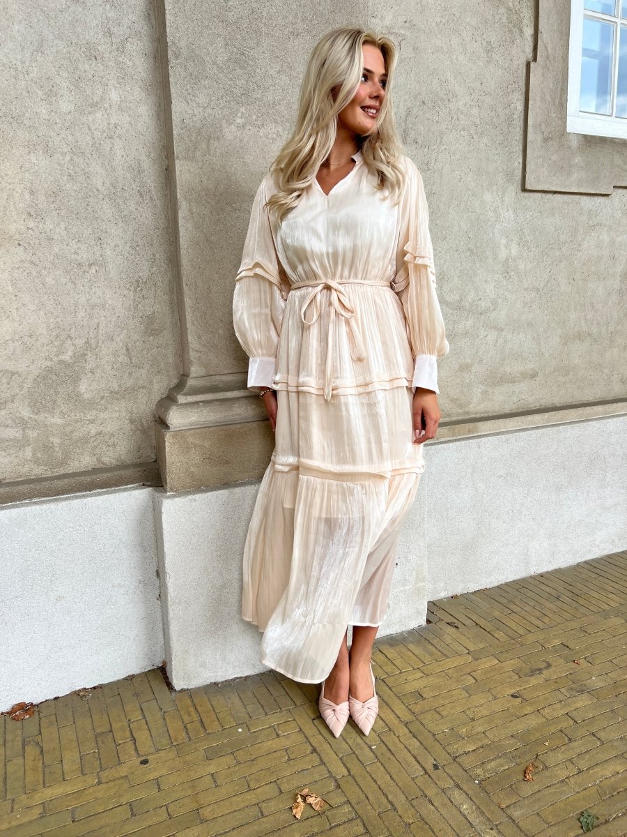 Flam beige satin dress - Aaberg DK