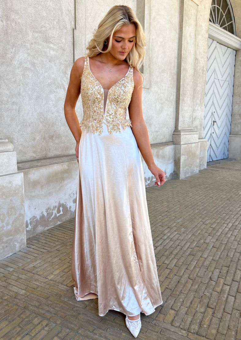 Flam champagne cocktail dress - Aaberg DK