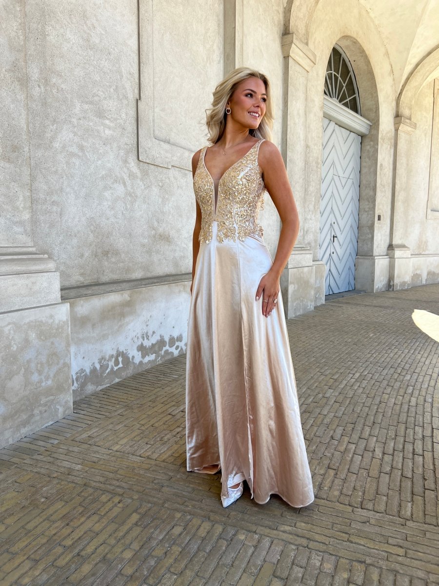 Flam champagne cocktail dress - Aaberg DK