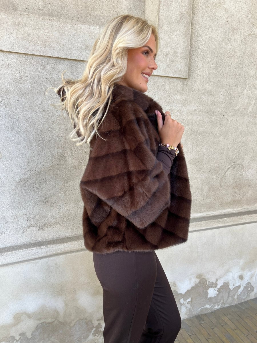 Flam dark brown fake fur - Aaberg DK