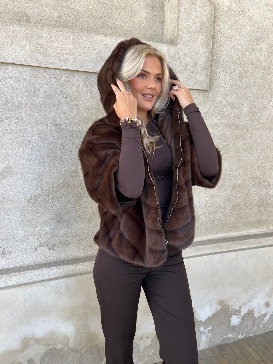 Flam dark brown fake fur - Aaberg DK