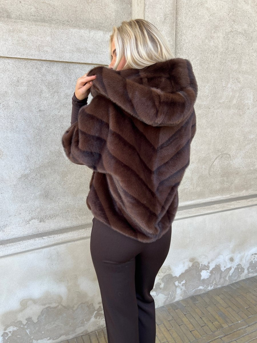 Flam dark brown fake fur - Aaberg DK