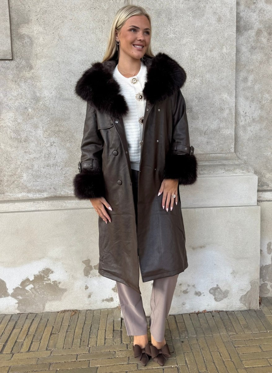 Flam faux leather coat Brown - Aaberg DK