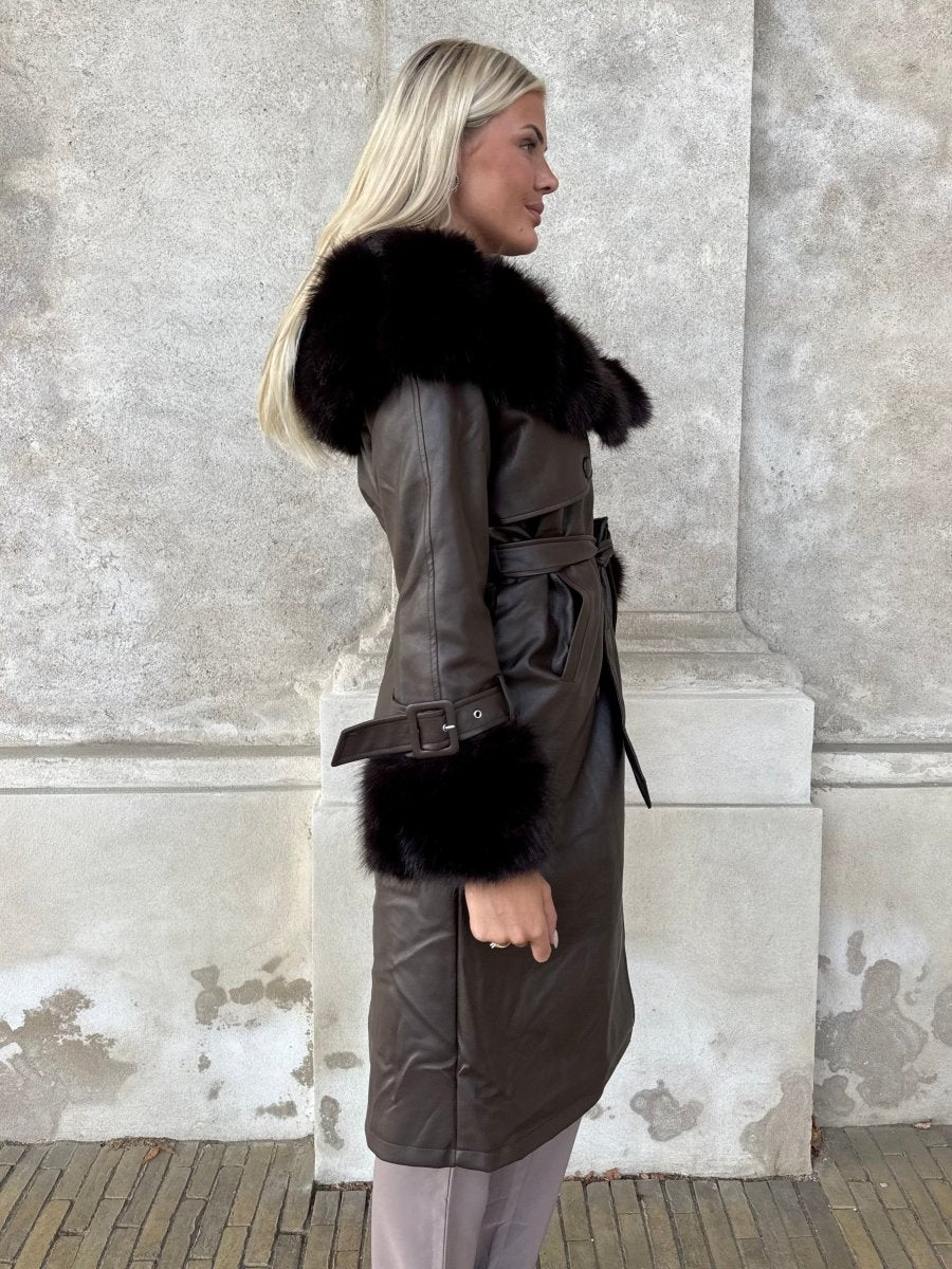 Flam faux leather coat Brown - Aaberg DK