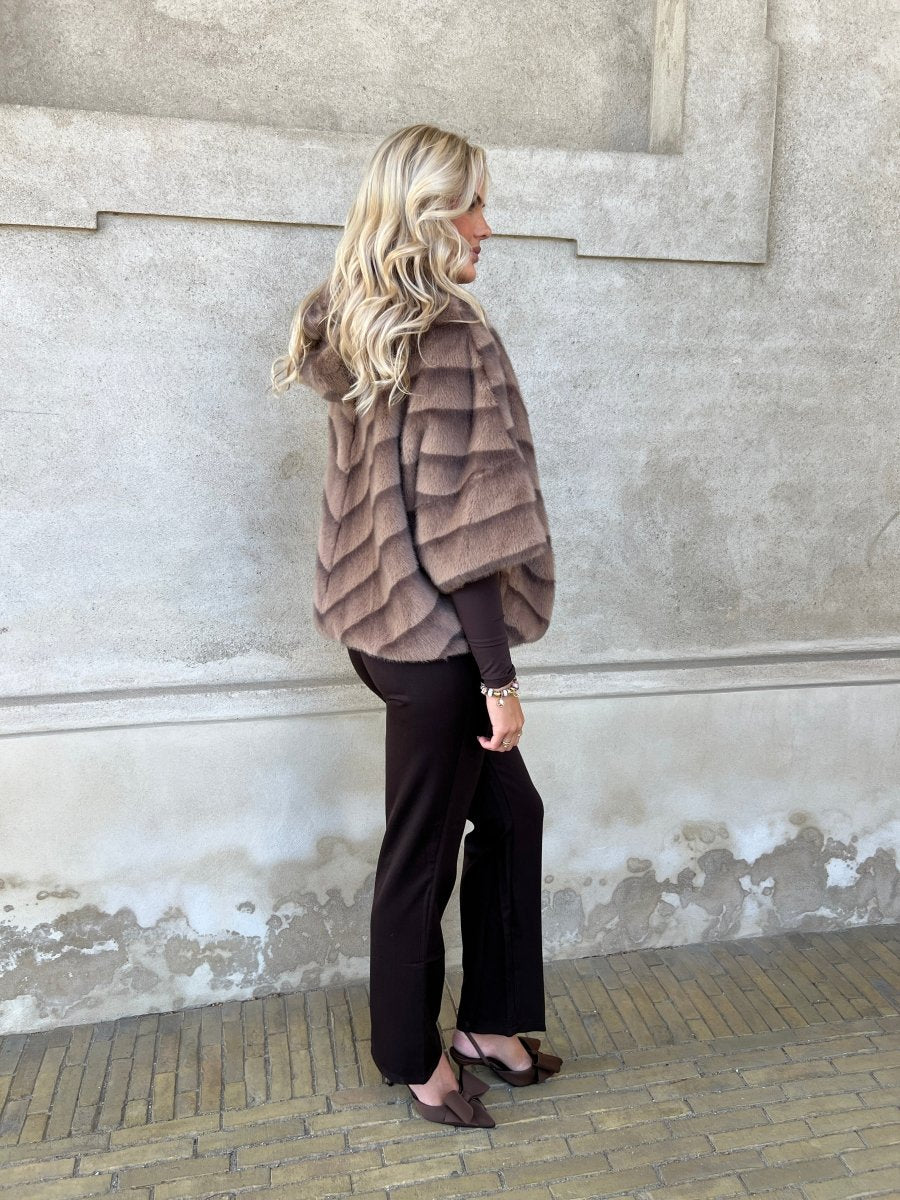 Flam muldvarp fake fur kappe - Aaberg DK