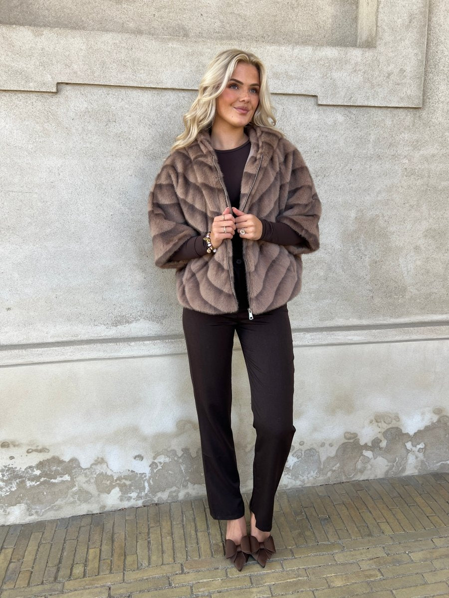 Flam muldvarp fake fur kappe - Aaberg DK