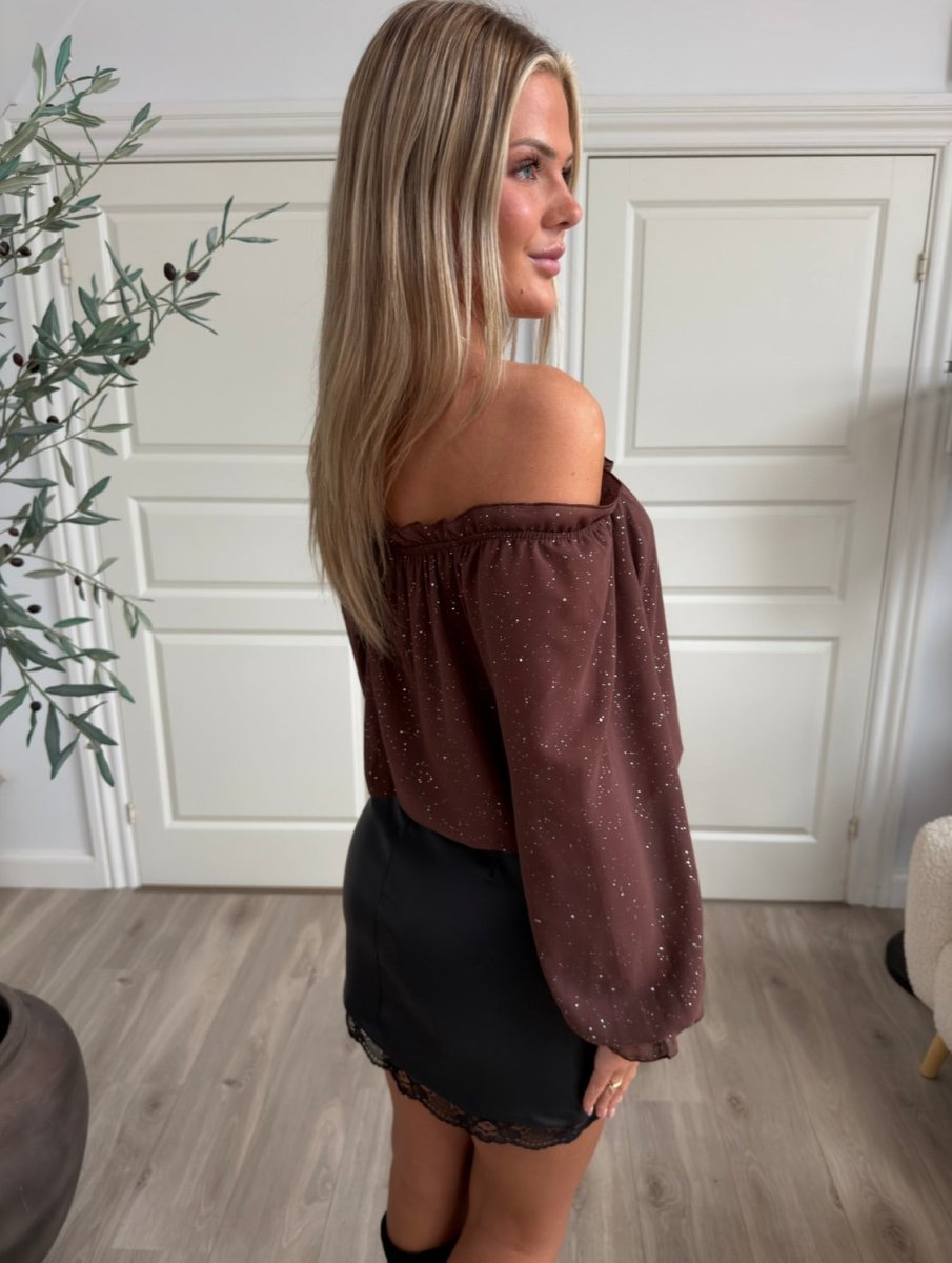 Issy Brown shimmer blouse - Aaberg DK