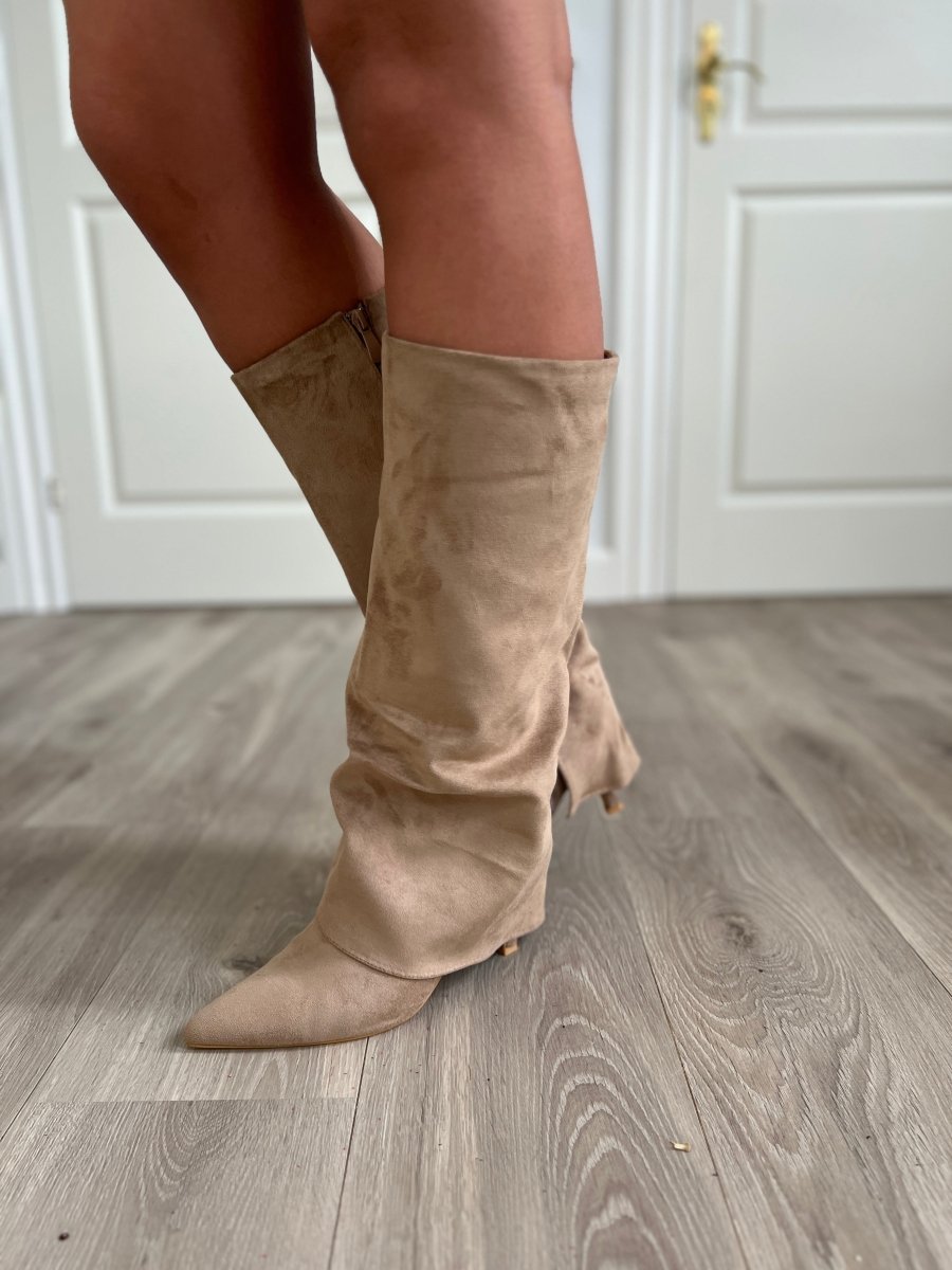 Joia beige heel boot - Aaberg DK