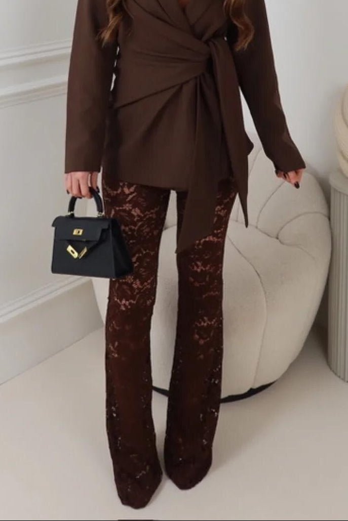 Kaia brown lace pants - Aaberg DK