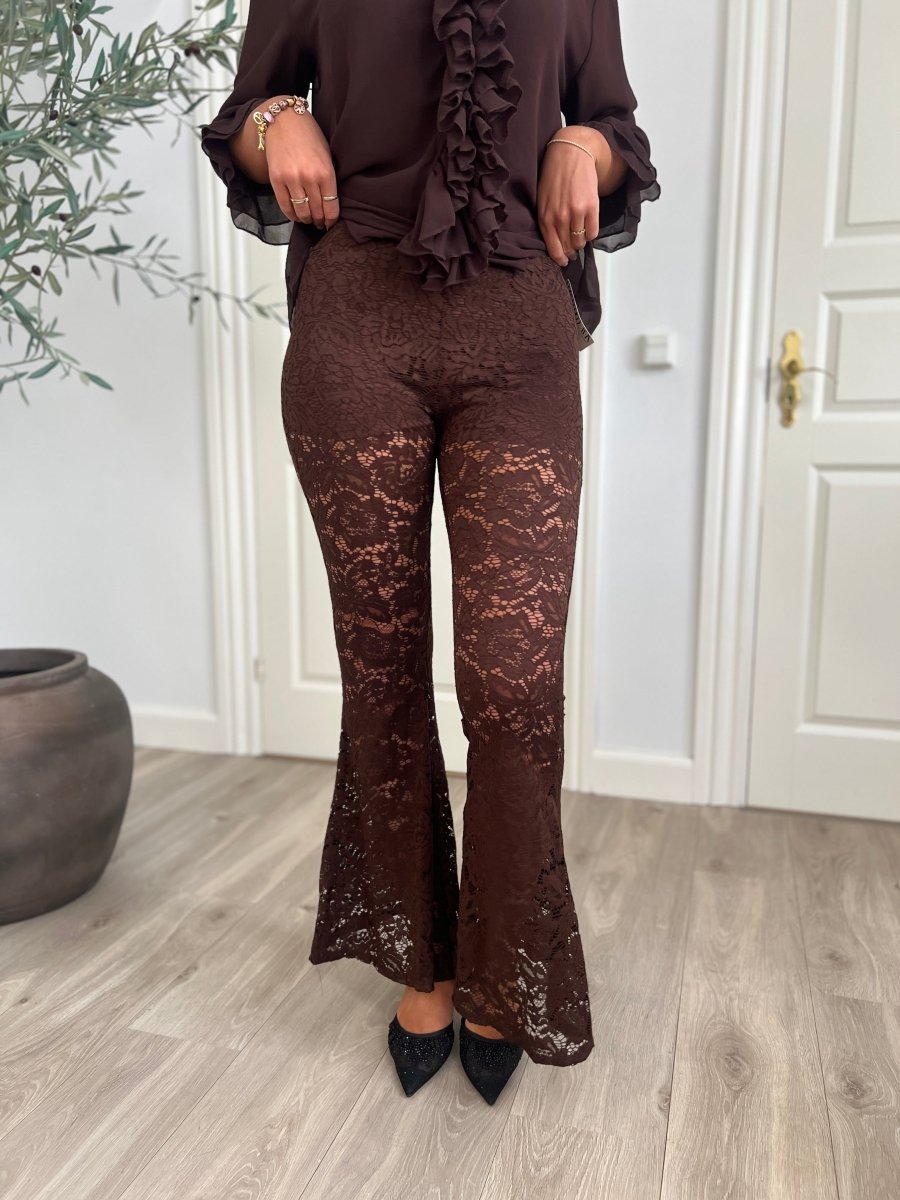 Kaia brown lace pants - Aaberg DK