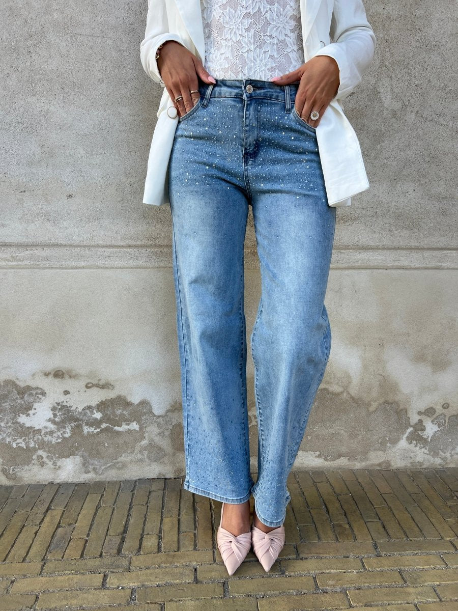 Laulia straight rhinestone jeans - Aaberg DK