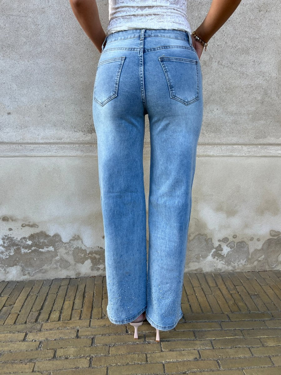 Laulia straight rhinestone jeans - Aaberg DK