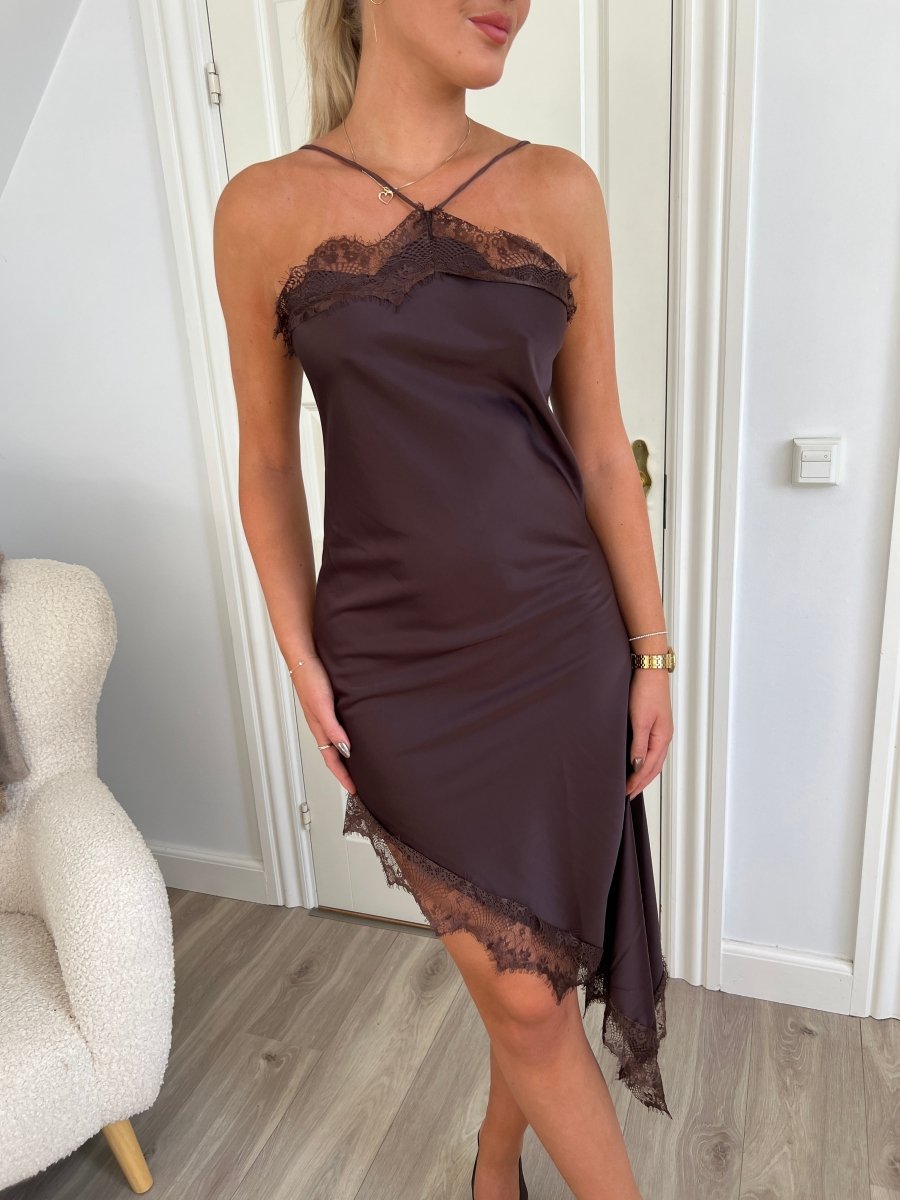 LAYLA brown satin dress - Aaberg DK