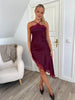 LAYLA burgundy satin dress