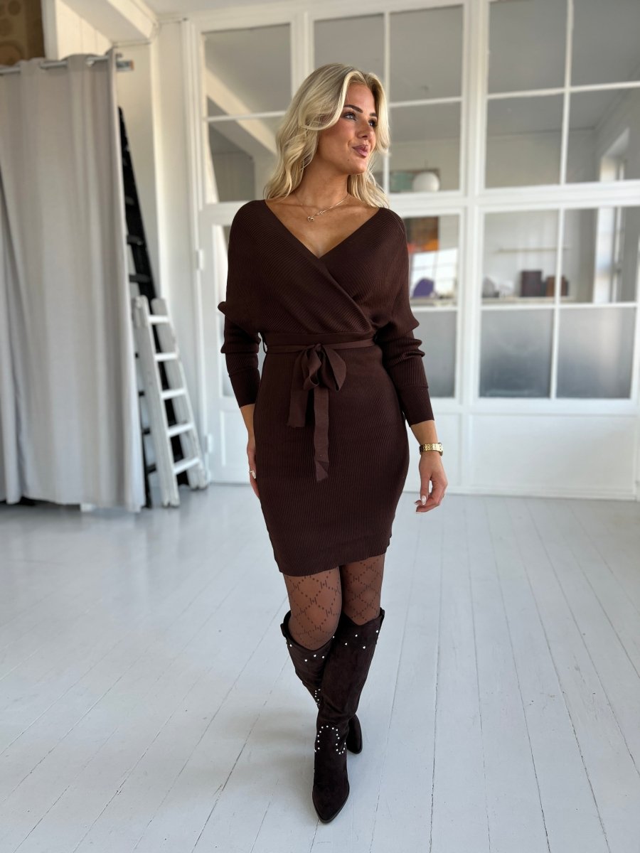 Louloa dark brown knit dress - Aaberg DK