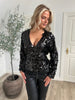 Lucce black sequin wrap top